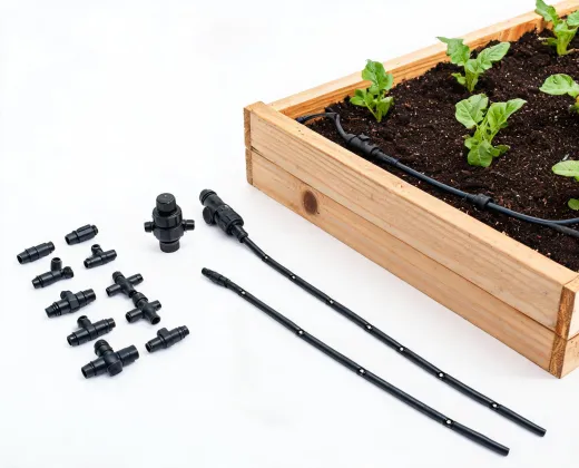 Drip lock fittings and emitter tubing kit
